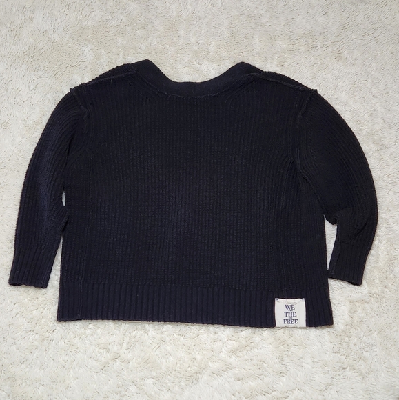 Free People We the Free Still a Fan Pullover Deep V-Back Sweater in Black Sz Sm - Picture 5 of 12